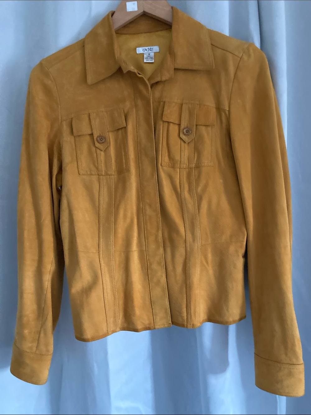 Cache Suede Button-Front Jacket in Saddle Brown